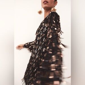ZARA MINI DRESS WITH FRINGING AND SEQUINS